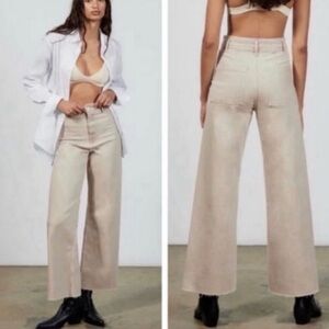 Zara Cream Wide Leg Pants - Marine Premium Straight
